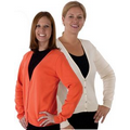 Ladies Cotton Fine Gauge V-Neck Cardigan Sweater